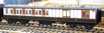 Model of an LNWR D313 Brake Third coach